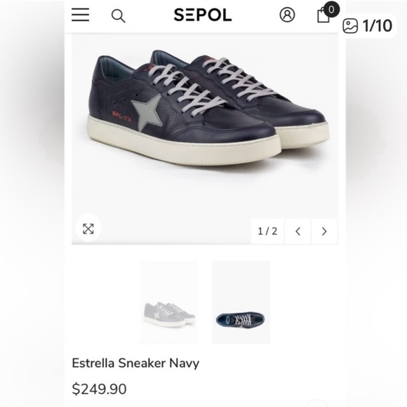 SEPOL NWOT Men’s Estrella Leather Sneaker Handmade in Turkey Navy Size 11.5
